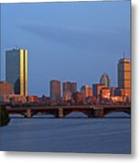 Boston Skyline Sunset Metal Print