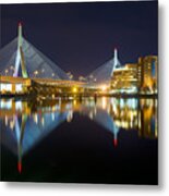 Boston Zakim Bridge Reflections Metal Print