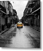 Bourbon Street Taxi French Quarter New Orleans Color Splash Black And White Watercolor Digital Art Metal Print