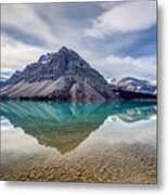 Bow Lake Reflection From Num-ti-jah Lodge Metal Print