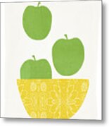 Bowl Of Green Apples- Art By Linda Woods Metal Print