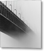 Bridge In The Fog Metal Print