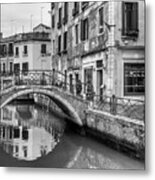 Bridge Reflections In Venice Metal Print