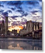 Brooklyn Bridge Manhattan Sunset Metal Print