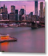 Brooklyn Bridge World Trade Center In New York City Metal Print