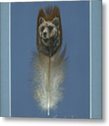 Brown Bear Painted Feather Metal Print