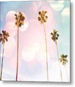 Bubble Gum Palm Trees Metal Print