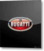 Bugatti - 3 D Badge On Black Metal Print