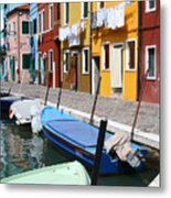 Burano Corner With Laundry Metal Print