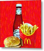 Burger Fries And Ketchup Metal Print