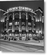 Busch Stadium St Louis Black And White Metal Print