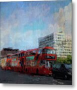 Buses On Westminster Bridge Metal Print