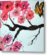 Butterfly And Blossoms Metal Print