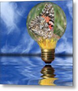 Butterfly In Lightbulb - Landscape Metal Print