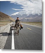 By Donkey On The Karakorum Highway Metal Print