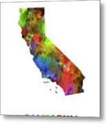 California  Map Watercolor Metal Print