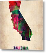California Watercolor Map Metal Print