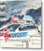 Canadian Police Car Lights Drawing Metal Print