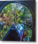 Canoeing Through The Tunnel Metal Print