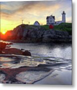 Cape Neddick Lighthouse Sunrise Metal Print