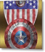 Captain America Shields On Gold Metal Print