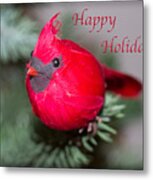 Cardinal Happy Holidays Metal Print