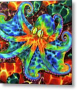 Caribbean Octopus On Stone Bottom Metal Print