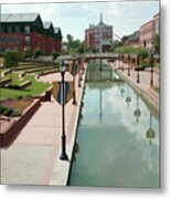 Carroll Creek Park In Frederick Maryland With Watercolor Effect Metal Print