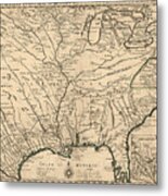 Carte De La Louisiane Et Du Cours Du Mississipi 1718 Metal Print