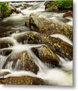 Cascading Water And Rocky Mountain Rocks Metal Print