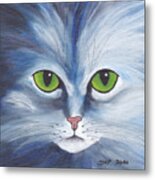 Cat Eyes Blue Metal Print
