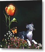 Cat In The Garden Metal Print