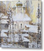 Cathedral Over The Snowy Village Metal Print