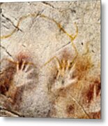 Cave Of El Castillo Hands And Bison Metal Print