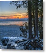 Cave Point Winter Metal Print