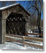Cedarburg Covered Bridge In Winter Metal Print