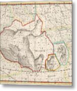 Celestial Map - Map Of The Constellations - Pegasus, Equuleus, Delphinus - Astronomical Chart Metal Print
