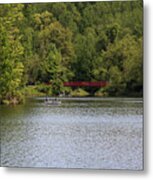 Centennial Lake Spring - Red Bridge Fishing Metal Print