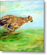 Cheetah At Speed Metal Print