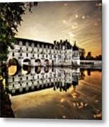 Chenonceau Castle In The Twilight - Hard Contrast Version Metal Print