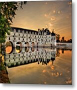 Chenonceau Castle In The Twilight Metal Print