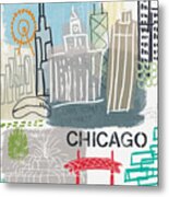 Chicago Cityscape- Art By Linda Woods Metal Print