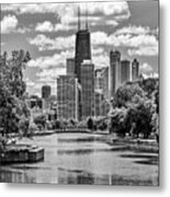 Chicago Lincoln Park Lagoon Black And White Metal Print