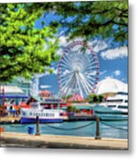 Chicago Navy Pier Tour Boats Metal Print