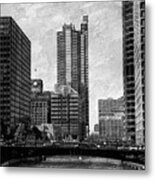 Chicago River 00235 B / W Metal Print