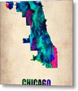 Chicago Watercolor Map Metal Print