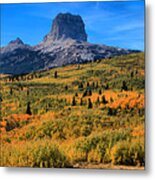 Chief Mountain Fall Panorama Metal Print