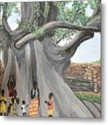 Children By The Tree Burkina Faso Series Metal Print