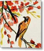 Chinese Bird With Blossoms Metal Print