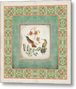 Chinoiserie Vintage Hummingbirds N Flowers 1 Metal Print
